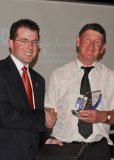 Gunnedah Shire Mayor, Cr. Adam Marshall presenting to Manufacturing and Engineering Category winner, Reg Trethewey from “Trethewey Industries” of Deepwater.