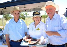 Liverpool Plains locals, George Masters (Mt. Tamarang) and Rita Dugan (“Williewarina” Chick Peas, Caroona), with Member for New England, Tony Windsor.