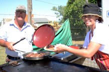 Among the many local volunteers were Ken Cudmore and Lisa Norman (on kitchen duty for Liz Brownhill).