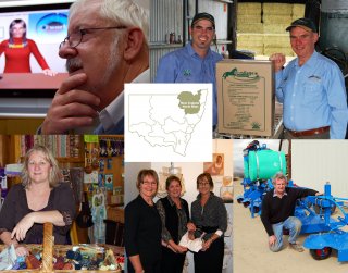The 2009 winners [clockwise from top left]: TRaMS of Armidale, Manuka Chaff of Quirindi, GC Agriculture of Uralla, Treloars of Tamworth and  Cottage on the Hill of Nundle