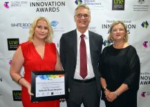 National Relationships Manager for Prime Super Rod Stewart (centre), with Highly Commended Rebloom Flower Recyclers’ Stephanie Tutt-Steer and her mother, Sue-Anne Steer from Tamworth.