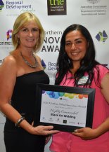 Elissia Goldman from the Telstra Store Inverell, with Highly Commended Bobbee-Jo Mackenzie from Blackart Welding, Deepwater.