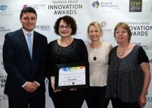 Technical Services Manager for Goldwind Australia, Steven Nethery presented a White Rock Wind Farm ‘Research and Education’ Highly Commended Award to the TAFE NSW, Transport and Logistics Industry Liaison Unit.