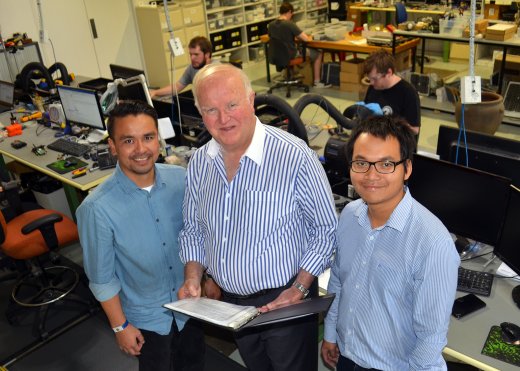 The skilled migration success story at ICT International in Armidale, David Macasieb, Dr. Peter Cull & Vuong Ba Tran.