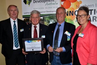 Liverpool Plains Shire Council, represented by Robert Hunt (GM), Cr. Ian Lobsey and Andrew Hope with Telstra’s Wendy Wilks
