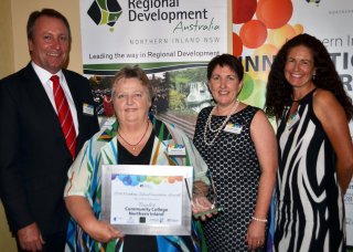 Community College Northern Inland representatives, Bronwyn Clinch (Executive Officer), Julieanne Farrell and Nicole Scholl with Member for Barwon, Kevin Humphries