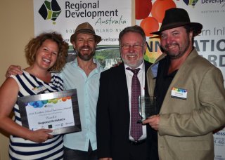 Jena Glover, John Kurko and Dan Stephens (Director) of Regional Architects, with AusIndustry’s Brian Sherwood
