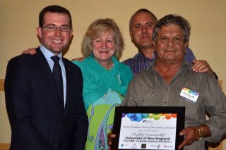 Professor Cynthia Stuhlmiller and Joe Miller representing UNE/Coledale Student Led Clinic with Member for Northern Tablelands, Adam Marshall