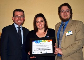 Rachel Price and Aaron Werts of Enactus UNE with Member for Northern Tablelands, Adam Marshall